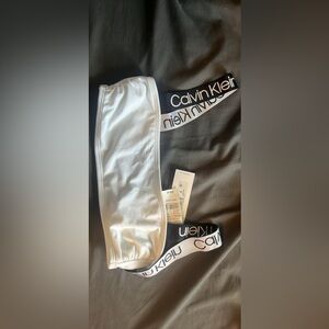 Calvin Klein Black and White Logo Swim Top